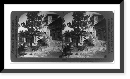 Grand Canyon Lodge: The terrace and observation tower, Vintage Print