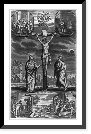Crucifixion of Christ, with scenes of the Passion in corners, Vintage Wall Art