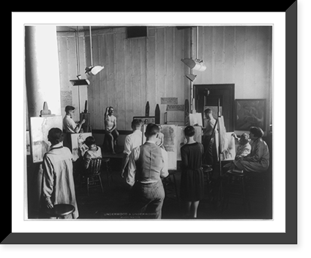 Historic Framed Print, Wash., D.C. Students drawing at Corcoran Gallery of Art,  17-7/8" x 21-7/8"