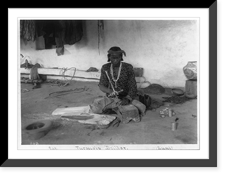 Turquois driller (Zuni) working, Acoma, San Juan, New Mexico, Antique Wall Art