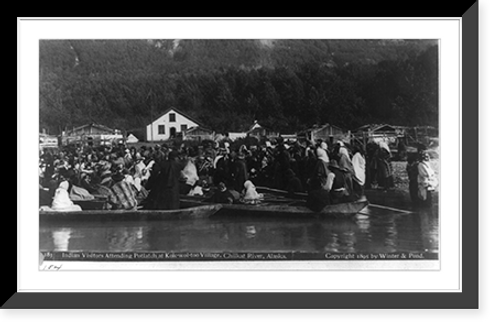 Historic Framed Print, Indian visitors attending Potlatch at Kok-wol-too village, Chilkat River, Alaska,  17-7/8" x 21-7/8"