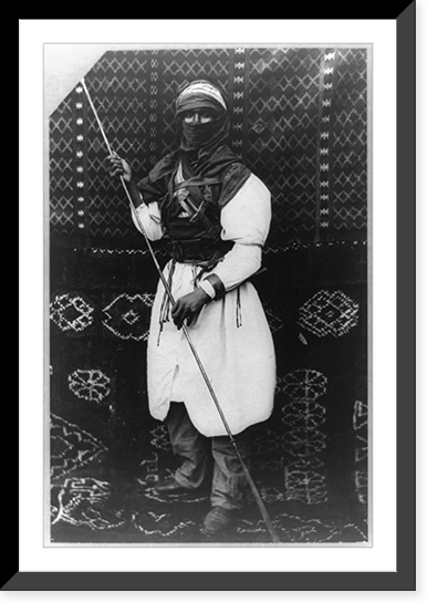 Taureg policeman holding lance, North Africa, Vintage Print