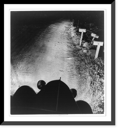 Dr. Brooks making house call at night; view from car on bumpy country road, Croton, N.Y, Historic Print
