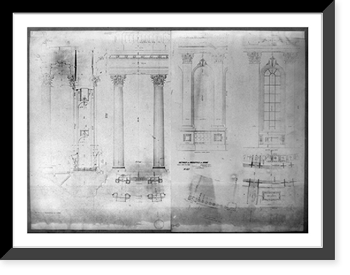 Historic Framed Print, Details of peristyle of dome,  17-7/8" x 21-7/8"