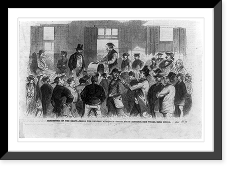 Resumption of the draft - inside the Provost Marshal's office, Sixth District - the wheel goes round, Vintage Print