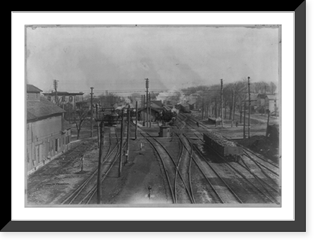 Historic Framed Print, [Bird's-eye view of railroad station, Avon, New York],  17-7/8" x 21-7/8"