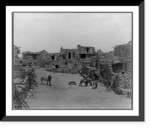 Historic Framed Print, Mishongnovi main court,  17-7/8" x 21-7/8"