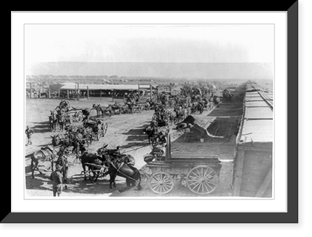U.S. Army Punitive Expedition after Villa, Colonia Dublan, Mexico, 1916. American Headquarters: Unloading supplies from train which has come from Juarez on the border, Vintage Print
