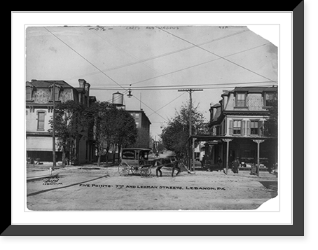 Historic Framed Print, Five points - 7th and Lehman Streets, Lebanon, Pa.,  17-7/8" x 21-7/8"