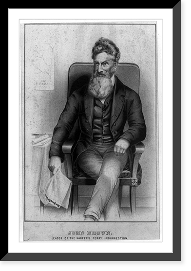 John Brown, three-quarter length portrait, facing left, holding New York Tribune, Historic Print