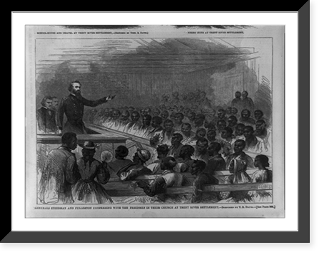 Generals Steedman and Fullerton conferring with the freedmen in their church at Trent River Settlement.sketched by T.R. Davis, Antique Wall Art