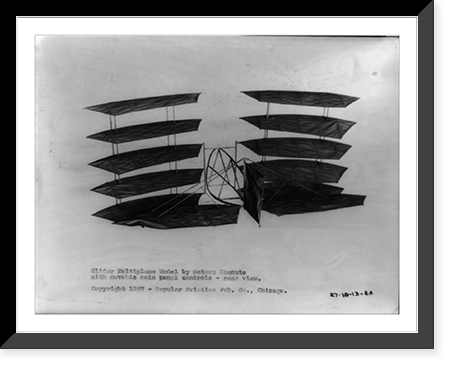 Glider multiplane model by Octave Chanute, with movable main panel controls - rear view, Vintage Poster