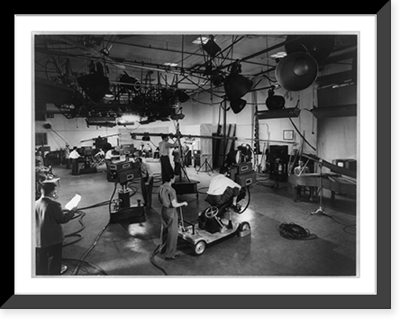 Television studio 8-G, officially opened by the National Broadcasting Co. at Rockefeller Center, New York City, on April 22, 1948. It is shown set up for four separate and consecutive broadcasts He