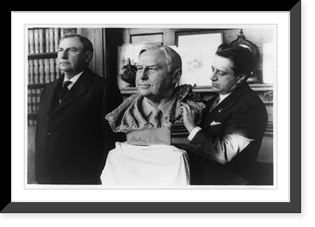 Noted sculptor completes bust of Supreme Court judge, Vintage Poster