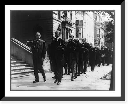 Historic Framed Print, [Procession of Associate Justices, on sidewalk, at funeral of Chief Justice White],  17-7/8" x 21-7/8"