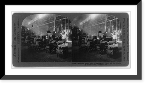 Historic Framed Print, Forging steel into plowshares, plant of Parlin & Orndorf Co., Canton, Ill.,  17-7/8" x 21-7/8"