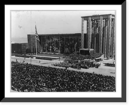 Formal dedication ceremonies of the Golden Gate International Exposition outside the Federal Building, Feb. 18, 1939, Historic Print