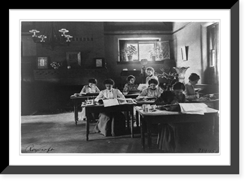 Historic Framed Print, [Seven women working in Roycroft shop, E. Aurora, N.Y.],  17-7/8" x 21-7/8"