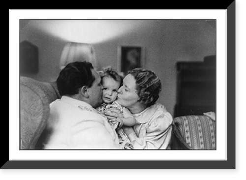 Historic Framed Print, [Hermann G&ouml;ring hugging his wife Emmy and daughter Edda on his birthday],  17-7/8" x 21-7/8"