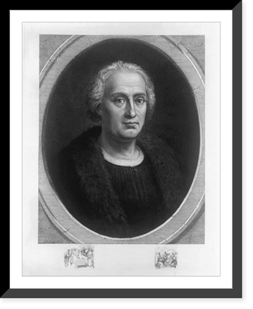 Historic Framed Print, [Christopher Columbus, bust portrait, facing right, in medallion],  17-7/8" x 21-7/8"