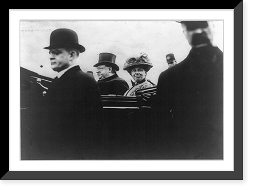 Historic Framed Print, [William Howard Taft, head-and-shoulders portrait, facing left; in car with his wife on Inauguration Day],  17-7/8" x 21-7/8"