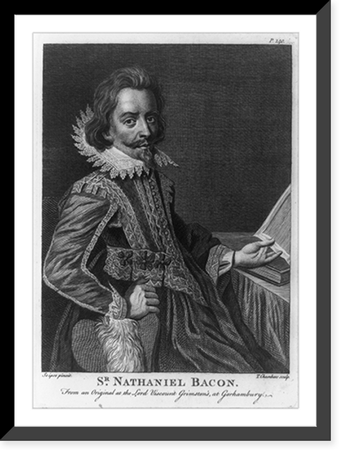 Historic Framed Print, [Nathaniel Bacon, three-quarter length portrait, seated, facing right],  17-7/8" x 21-7/8"