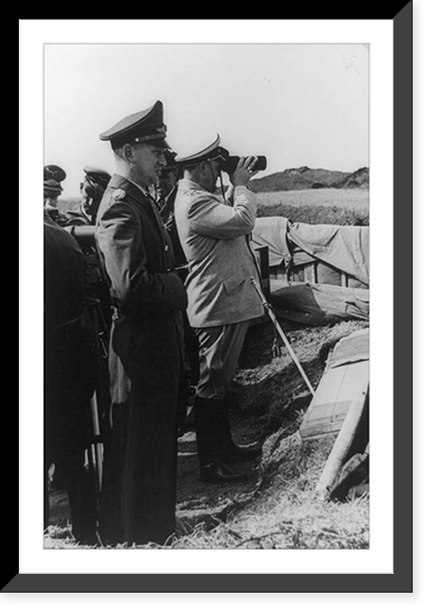 Historic Framed Print, [G&ouml;ring looking through binoculars at the command post of the Luftwaffe Air fleet 2 on the Channel Coast] - 2,  17-7/8" x 21-7/8"