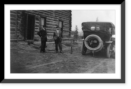 Mr. Wheeler and Frank G. Carpenter outside Takeena roadhouse on Overland Trail to Dawson, White Horse, Alaska, Historic Print