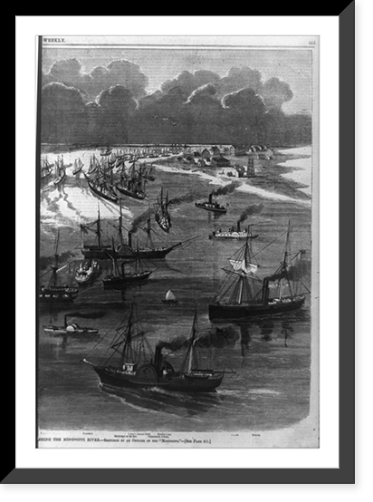 Commodore Farragut's squadron and Captain Porter's mortar fleet entering the Mississippi River - 2, Antique Print