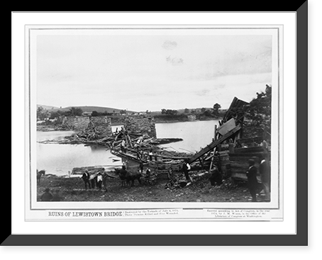 The Lewistown bridge, destroyed by the Tornado of July 4, 1874, Pennsylvania, Vintage Poster