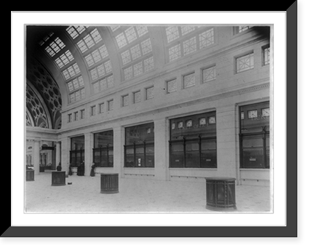 Union Station, Washington, D.C.: interior of ticket lobby. Shows grilles around heat outlets, clerestory and ceiling lights. Partial view of main waiting room on extreme left Vintage Wall Art Pri