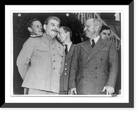 Joseph Stalin, Harry S. Truman, Charles Bohlen and three other men, standing, half-length portrait, Historic Reproduction