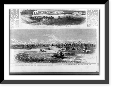 Desperate battle between the Cheyennes and Company C Seventh U.S. Cavalry near Fort Wallace, June 26, 1867, Antique Wall Art