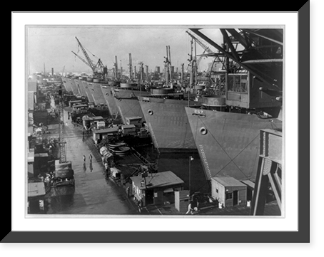 Antique Photo Print - Los Angeles - Nine huge Liberty cargo ships