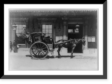 Horse-drawn cab of T. Tilling, with boy inside and driver, London, Vintage Wall Art