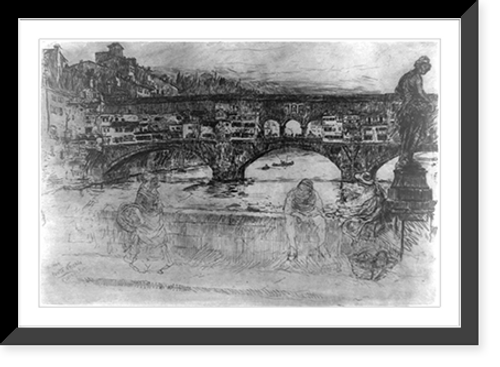 Historic Framed Print, Ponte Vecchio, Florence,  17-7/8" x 21-7/8"