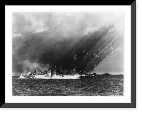 Vintage Photo Print - LSM's (r) sending rockets at shores of Pokishi