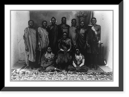 Members of a royal(?) family gathered for a group portrait, Kenya, Historic Reproduction