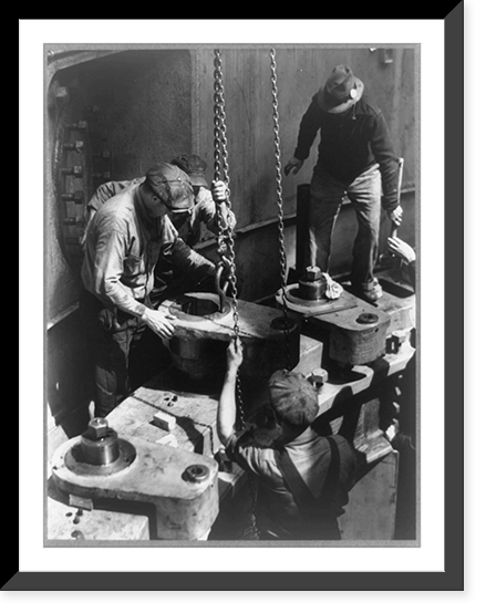Wheeler Dam, Ala. 1935-40(?). Workmen installing the speed ring in one of the generators of the Wheeler Dam Classic, Vintage Wall Art