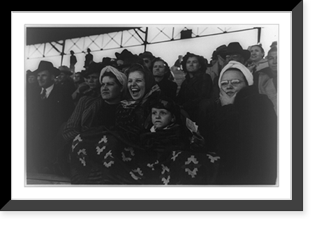 Spectators at a tense moment during the rodeo at the San Angelo Fat Stock Show, San Angelo, Texas, Antique Print