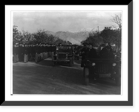 President Franklin D. Roosevelt, Commander-in-Chief of the U.S. Army and Navy, reviews officers of the Persian Gulf Command at Camp Amirabad, Vintage Print