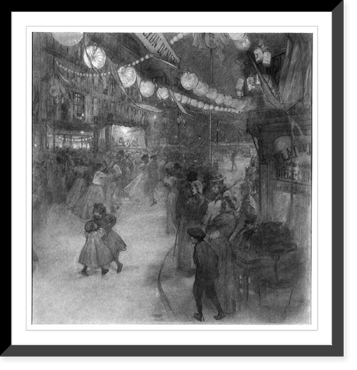 Open air dances on the 14th of July, Paris, France, Antique Poster