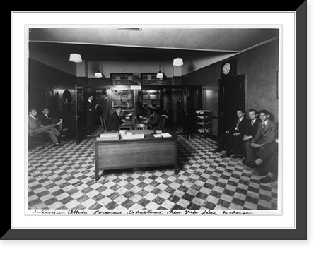 Interview office, personnel department, New York Stock Exchange, Historic Print