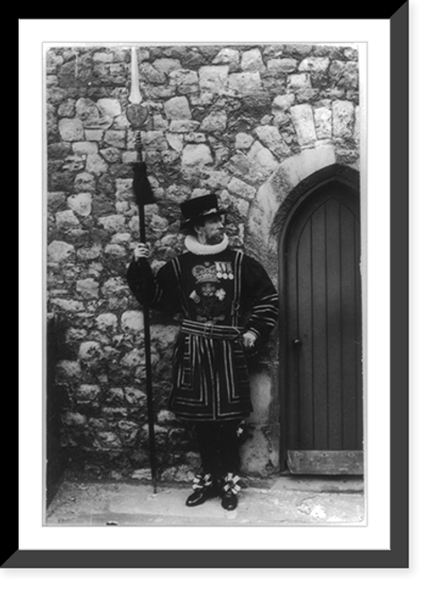 Historic Framed Print, Tower watchman at Tower of London, London, England,  17-7/8" x 21-7/8"