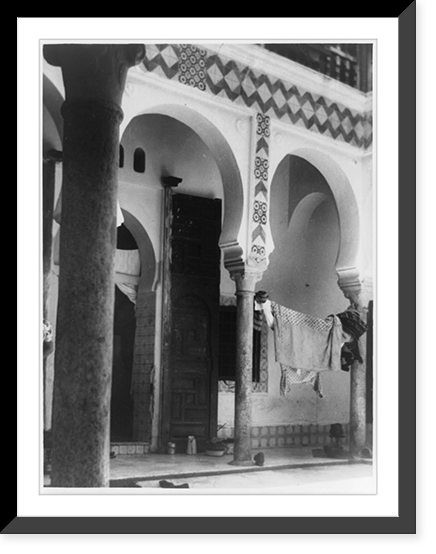 Laundry hanging between Moorish arches Classic, Vintage Poster