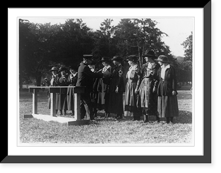 Vintage Americana Print - Eleven women police receiving marksmanship