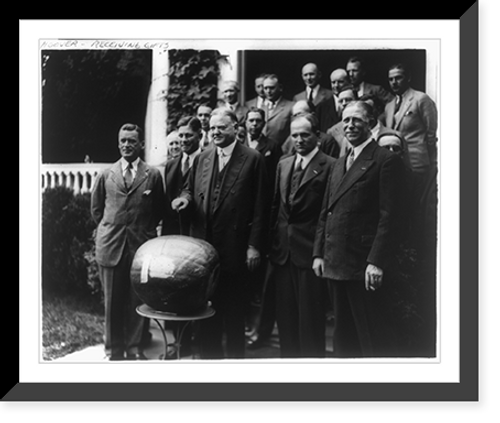 Historic Framed Print, [Herbert Hoover posed with large pumpkin and group of men],  17-7/8" x 21-7/8"