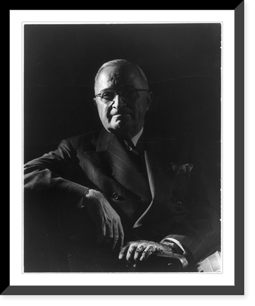 Historic Framed Print, [Harry S. Truman, half-length portrait, seated, facing slightly left],  17-7/8" x 21-7/8"