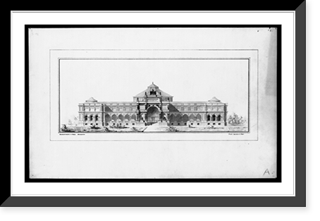 Library of Congress, Washington, D.C. Front. Exterior elevation. Competition drawing - 2, Vintage Poster