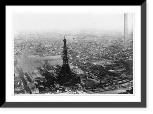 Historic Framed Print, [Aerial view of Paris, France, from balloon, showing the Eiffel Tower in center foreground, taken during the Paris Exposition of 1889],  17-7/8" x 21-7/8"